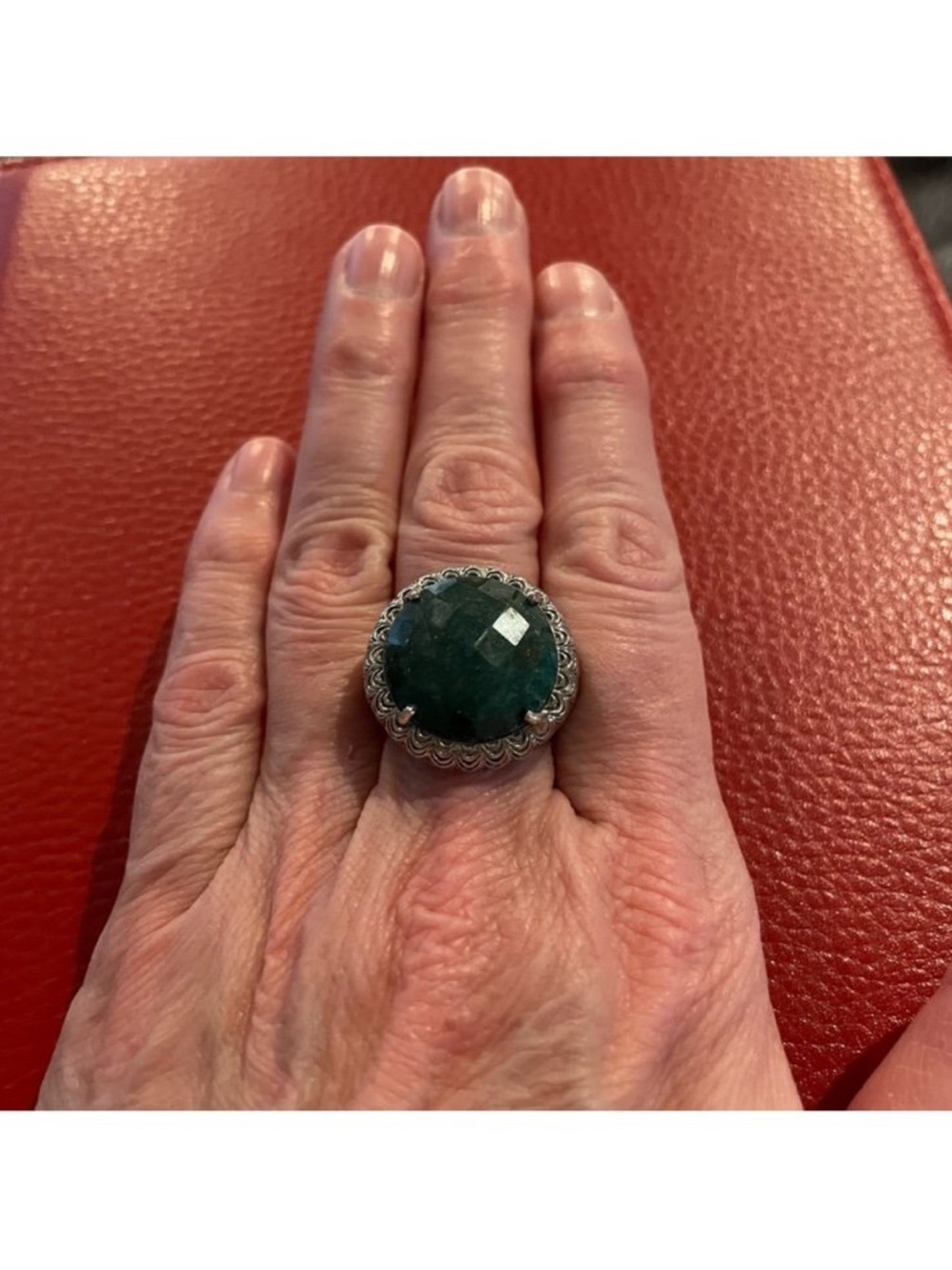 Bali Silver Ring with Natural Emerald